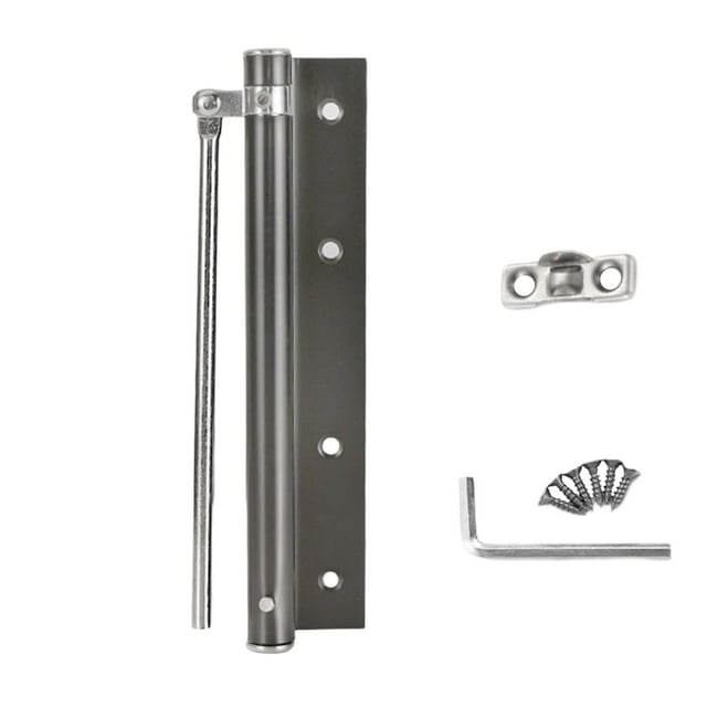 Binwennn Ensemble de Fermeture Automatique d'Angle de Porte avec Ressort en Acier Inoxydable 150 Angle d'Ouverture Charnière Auto-Fermante Réglable (avec Bras à Levier) Vis