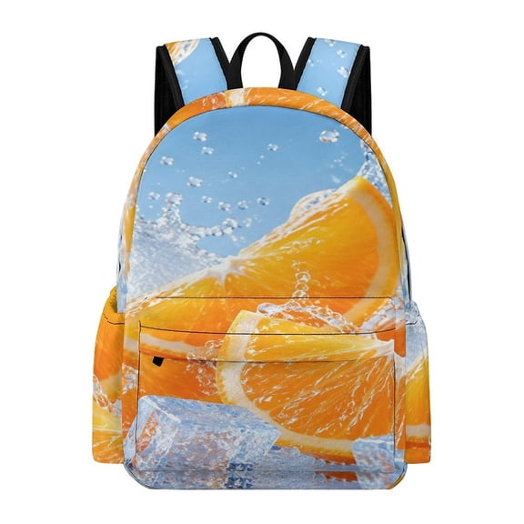 BCIIG Orange Slice Ice Splash Pattern Printed Oxford Backpack, Large Capacity Laptop Backpack, Water Resistant, Travel Daypack for College Work Commuting Adults,
