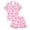 Pink, variant on Girls Pajamas Silk PJS Set Pink Bow Satin Sleepwear Short Sleeve Jammies for Kids Button-Down Nightwear size 7-14