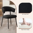 thumbnail image 3 of Hawsaiy Dining Chairs Set of 2, Mid Century Modern Boucle Upholstered Dining Chairs with Curved Backrest, Kitchen Dining Room Chairs with Black Metal Legs, Black, 3 of 8
