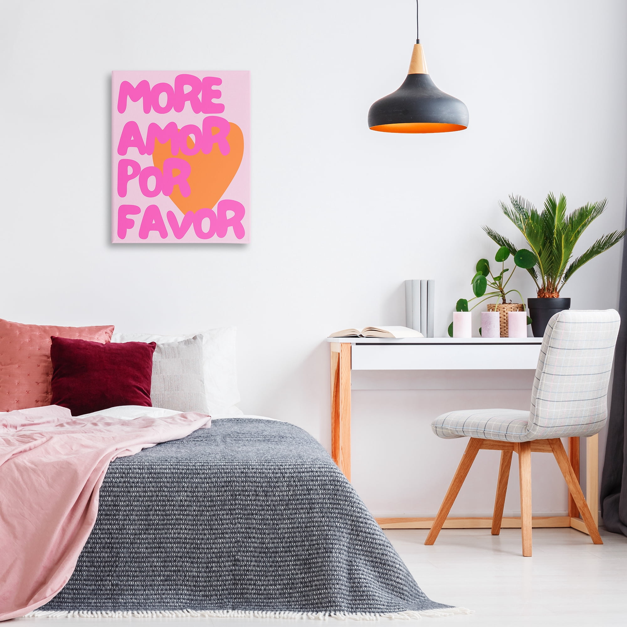 Stupell Industries More Amor Por Favor Text & Numbers Painting Wrapped Canvas Art Print Wall Art, 24 x 30
