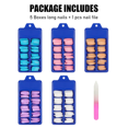 thumbnail image 4 of Juego de uñas postizas de ataúd de uñas largas multicolores, puntas de arte de uñas artificiales de bailarina para mujeres y niñas, uñas postizas acrílicas con 1 lima de uñas (azul morandi, naranja, 4 of 8