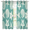 View of Aqua Coastal Sheer Curtains 45 Inch Long 2 Panels, Starfish Shell Ocean ...