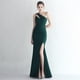 thumbnail image 1 of Vestido de satén ajustado de un solo hombro, largo, adelgazante, con cola de pez, para cenas de celebridades, para exhibiciones de modelos de autos de bodas, 1 of 6