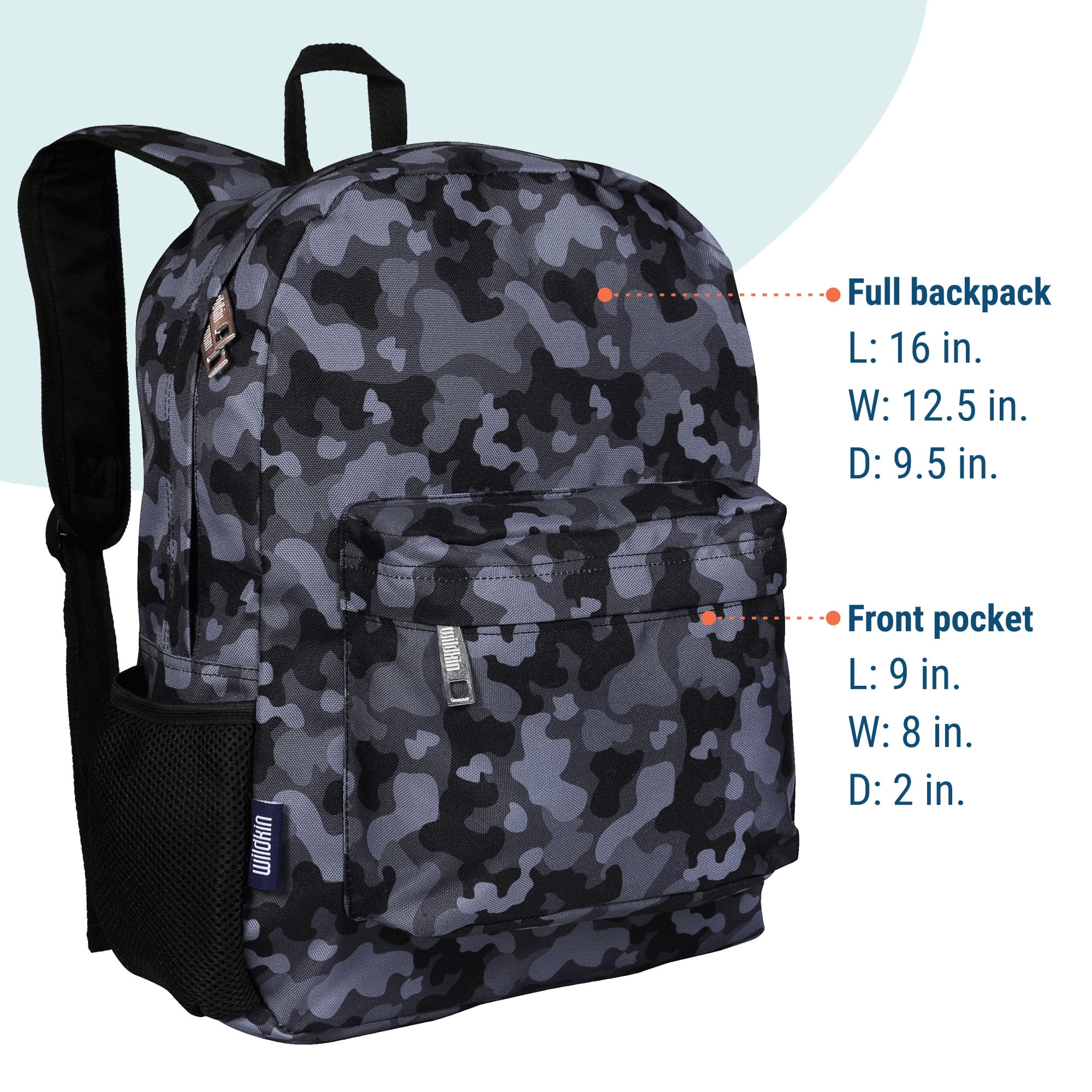 Wildkin Kids 16 Inch Backpack for Boys and Girls (Black Camo)