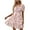 Pink, variant on Square Neck Womens Boho Floral Smocked Short Sleeve Ruffle Beach Summer Mini Dress