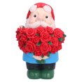 thumbnail image 4 of Figuritas de resina de Papá Noel, decoración navideña, estatuas de adorno, artesanía enana con rosa roja, 4 of 10