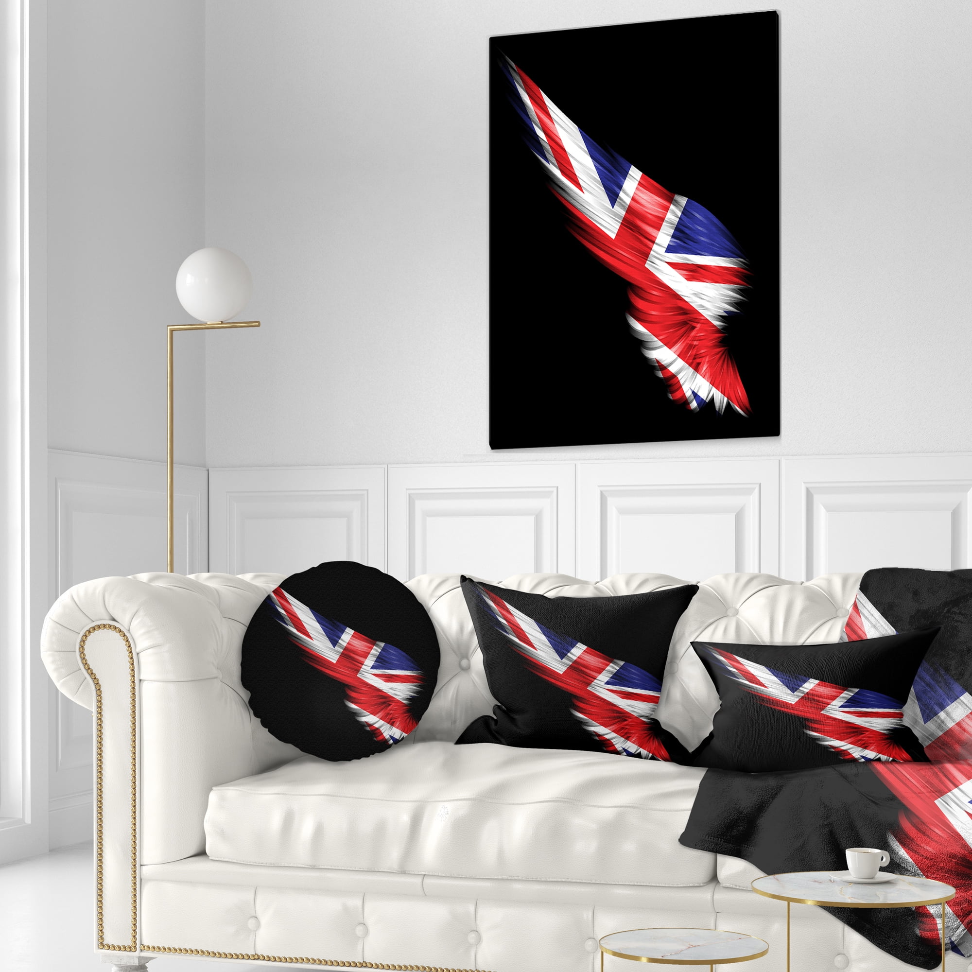 Designart Wing with United Kingdom Flag - Abstract Throw Pillow - 12x20