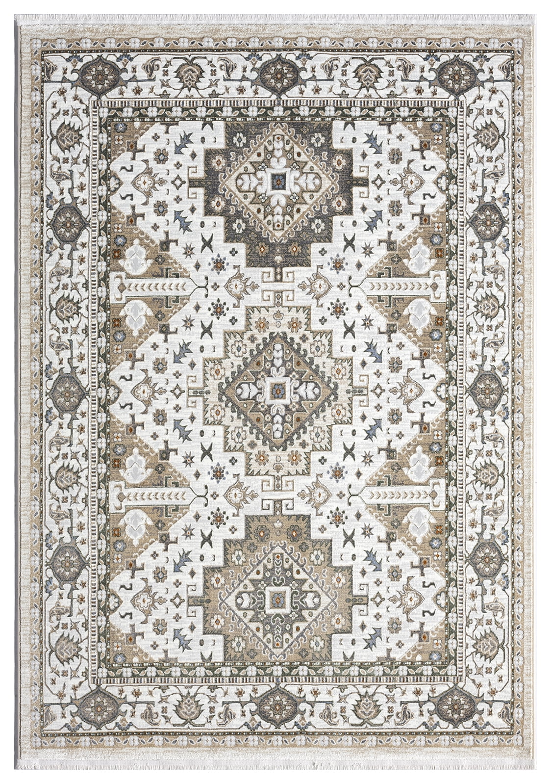 United Weavers Riviera Azure Accent Rug, Border Pattern, Cream, 1'10" X 3'