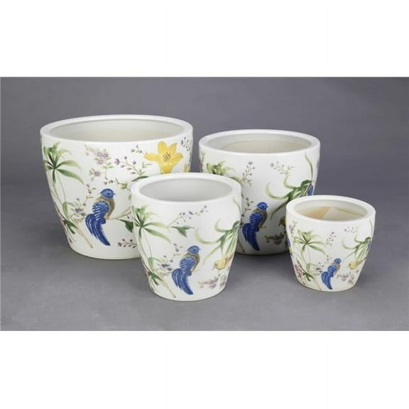 AA Importing Birds and Flowers Set of 4 Planters