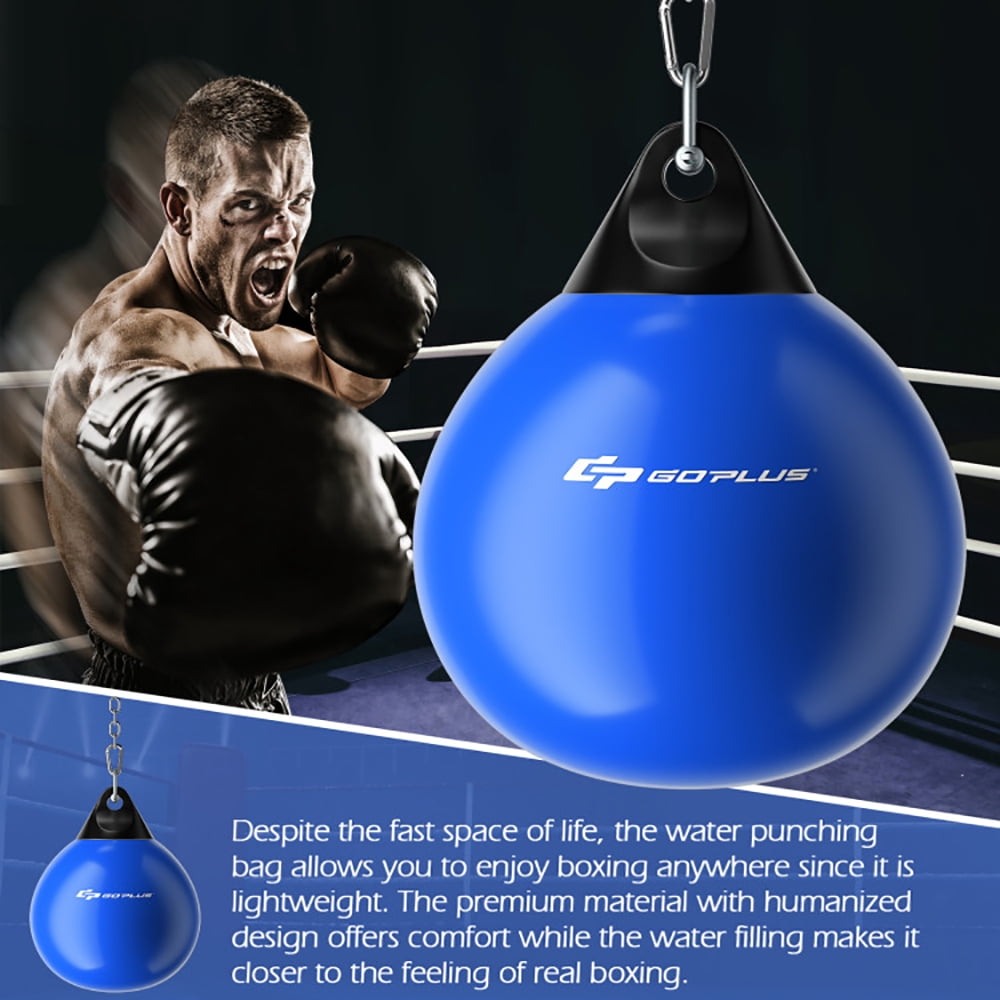 Spaco 21 Inch Water Punching Bag with Adjustable Metal Chain-Blue, Heavy Punching Bag with Adjustable Metal Chain, Water Injection Hose, Boxing Training Bag