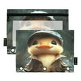 thumbnail image 2 of 2 Pack Pencil Pouch for 3 Ring Binder Smooth Zipper Folders with Pockets Clear Window Pencil Case Duck with Raincoat and Cap, 2 of 6