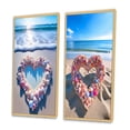 thumbnail image 3 of Designart "Glorious Pink Heart Amidst Tropical Beach II" Beach Framed Wall Art Set Of 2 - Coastal Pink Framed Wall Art Set Of 2, 3 of 6