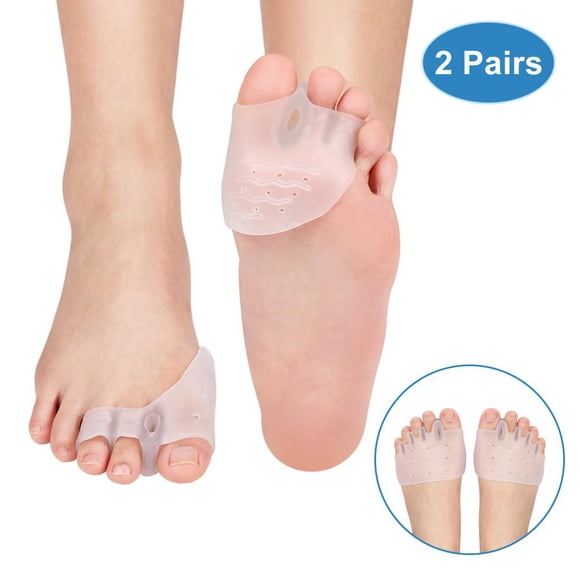 Separadores de Dedos del Pie de Gel(2 pares), 3 hoyos Separador de Dedo del Pie, 5 hoyos Gel Separadores Alisadores con Espaciadores Gordo, para Hallux Valgus, Hammer Tratamiento EOTVIA NO