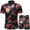 Black, variant on Summer Stamzod Mens outfit Set Short Sleeve Shirts and Shorts 2 Piece Retro Print Short Set Slim Button Up Hawaiian Shirt Suits