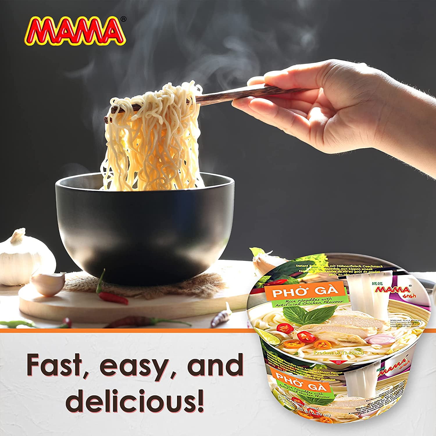 Mama Instant Noodles Cup Lek Shrimp Tom Yum Flavour Thailand