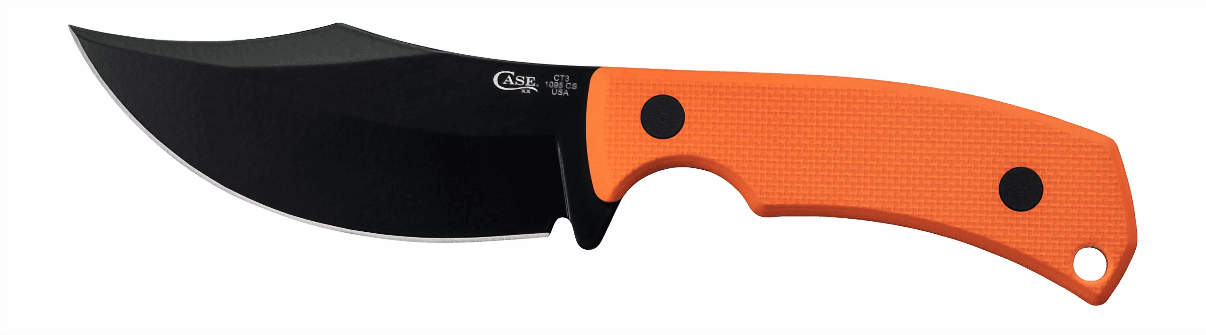 Case XX Knives CT3 Hunter Textured Orange G-10 Black 1095 Carbon Steel Fixed Blade