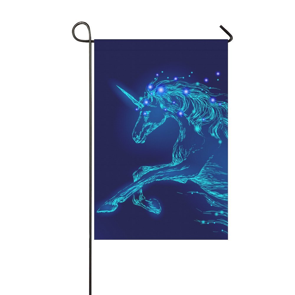 Mkhert MKHERT Blue Horse Unicorn Garden Flag Outdoor Flag 12x18 inch