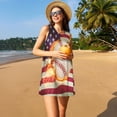 thumbnail image 3 of Xecao Balle de Baseball avec Drapeau pour Robes d'Été pour Femmes Robes Décontractées de Plage Robes Sans Manches T-Shirt Robe Évasée avec Poches, 3 of 7