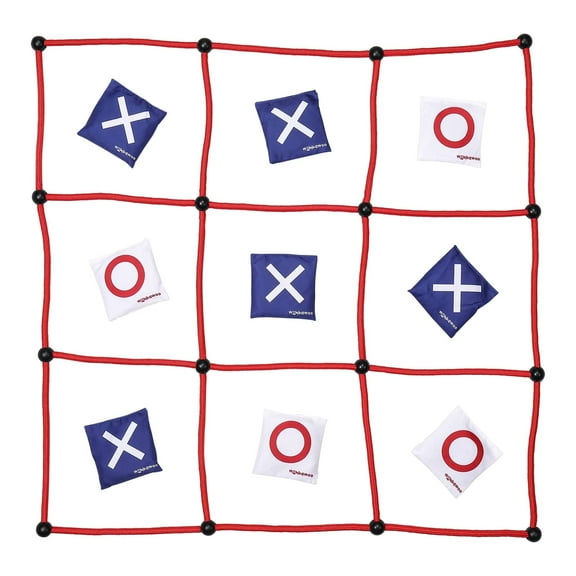 WonkaWoo Giant Tic Tac Toe Bean Bag Toss Game Playset, Large 3 ft x 3 ft Tic Tac Toe Rope Grid, Outdoors Lawn Yard Game for Family and Kids
