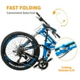 thumbnail image 4 of "Eurobike 26"" Full Suspension Folding Mountain Bike, 21-Speed, 17"" Foldable Frame, Blue", 4 of 6
