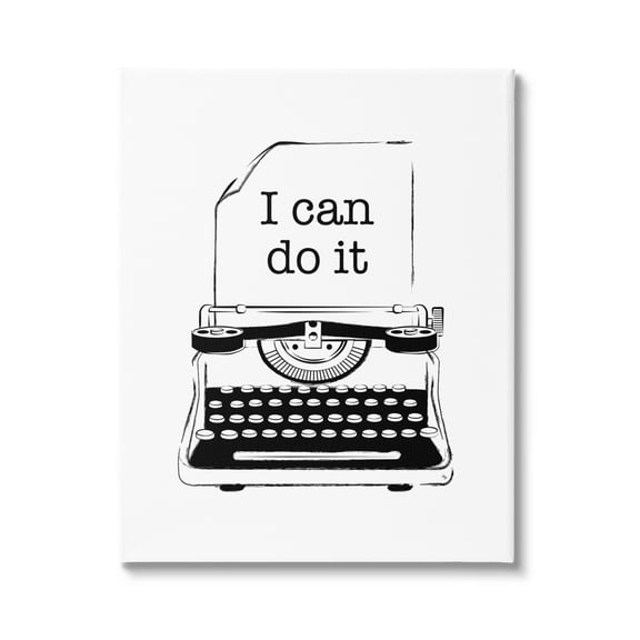 Stupell Industries I Can Do It Typewriter Typography Painting Gallery Wrapped Canvas Art Print Wall Art, 30 x 40
