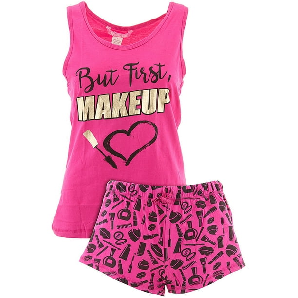 Love Loungewear Love Loungewear Juniors But First Makeup Pink Shorty