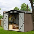 thumbnail image 6 of Sunmthink Lockable Metal Garden Storage Shed, 77.17" x 101.57" x 67.72", Brown, 6 of 6