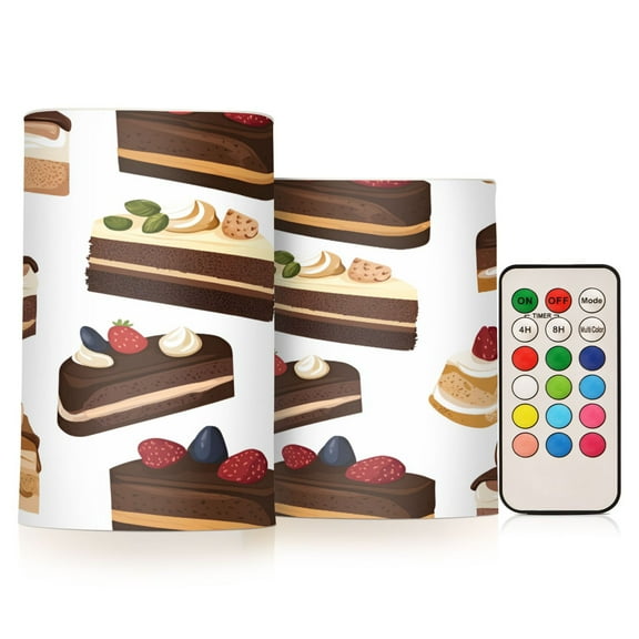 Yayeee Flameless Candles with Remote Flickering Battery Operated Multi Color Changing, White Cakes Pattern
