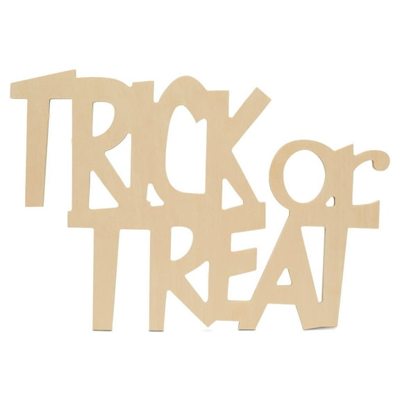 Wood Trick-or-Treat Cutouts 17-7/10 x 12 Inch, Pack of 50 Unfinished Wooden Cutouts for Crafting, Door Hangers, and DIY Halloween Décor, by Woodpeckers