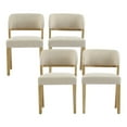 thumbnail image 3 of Christopher Knight Home Upholstered Dining Chairs with Solid Wood Frame, Natural+Beige, Set of 4, 3 of 12