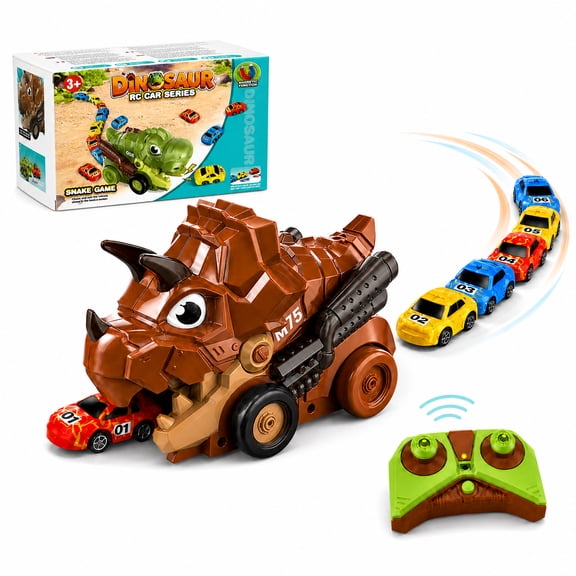 JBeeCtrl Dinosaur Remote Control Car Toys for Boys Dinosaur Toys for Boys 3 6 Years Tail-Chasing Dinosaur RC Car for Kids Triceratops Monster Trucks Christmas Birthday Gifts for Boys Toys 3-5 5-7