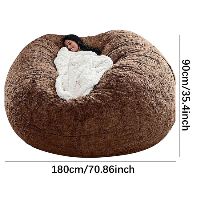 Housse de Fauteuil Poire, Grande Housse de Sofa Circulaire en Velours pour Adultes et Enfants, Housse de Meuble Lounge Ronde Douce et Duveteuse, Fermeture Éclair Lavable, Sans Remplissage, pour Salon, Chambre, Bureau à Domicile