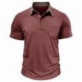 thumbnail image 5 of Qwertyu Mens Casual Polo Shirts Classic Short Sleeve Basic Golf Button Shirt with Pocket Wine L, 5 of 6