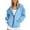 Sky Blue, variant on Ladies Casual Solid Color Pocket Zipper Hoodie