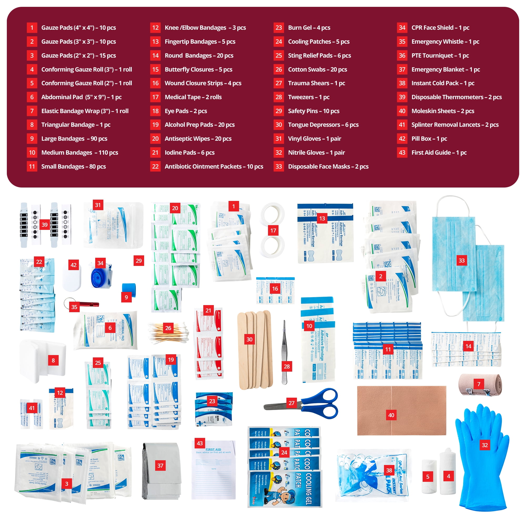 CareTac 500+ Piece Premium Large First Aid Kit, Fully Stocked Emergency Medical Bag