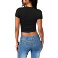 thumbnail image 3 of Womens Slim Fitted Crop Tops - Basic Crew Neck Short Sleeve Casual Tees for Going Out, 3 of 5