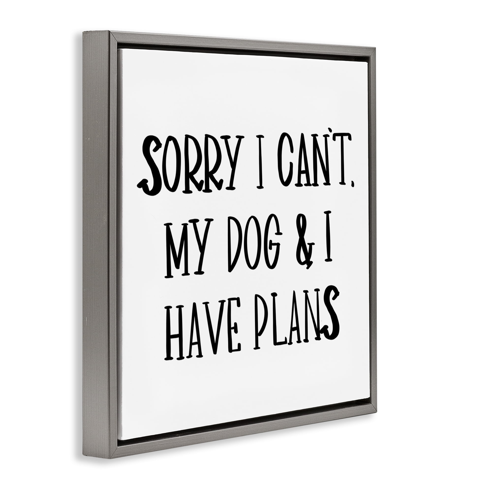 Stupell Industries Plans With Dog Text & Numbers Painting Gray Floater Framed Canvas Art Print Wall Art, 18 x 18
