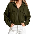 thumbnail image 3 of Vetsdori Hoodies Sweatshirts for Women Pockets Solid Color Zip up Hooded Winter,Long Sleeve Casual Drawstring Cargo Womens Tops Fashion, 3 of 9
