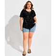 thumbnail image 4 of CASSIE LIZ Plus Size Tops Crew Neck Front Cutout Tie Dye Short Sleeve T-Shirt for Women Summer Casual Oversized Loose Fit Tunic Tops Spring Blouses (XL-5XL), 4 of 7
