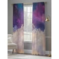 thumbnail image 3 of Modern Sky Sheer Curtains 96 inches Long 2 Panels Set Meteor Purple and White Tiers Sheers Rod Pocket Small Window Short Curtains for Kitchen Cafe, Each 52" W x 96" L, 3 of 7