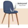 thumbnail image 5 of Set of 2 Armless Plastic Dining Chair Wood Legs for Dining Room Plastic Molded Seat With Cushion, Blue, 5 of 12
