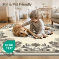thumbnail image 4 of ODIKA 6'x9' Washable Area Rug Distressed Medallion Panel With Farmhouse Floral Vine Corners Boho Flowing for Dining Room, Under Table, Office Décor, Non-Slip Chair-Friendly, 4 of 7