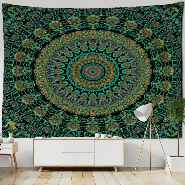 Tapiz de pared con mandala, 280 x 150 cm, fibra de poliéster, 420 g