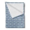 thumbnail image 2 of Damask Soft Flannel Fleece Throw Blanket, Symmetrical Flowers and Curls Wavy Lines Old Ornamental Curves Tile, Cozy Plush for Indoor and Outdoor Use, 60" x 80", Slate Blue Ivory, by Ambesonne, 2 of 5