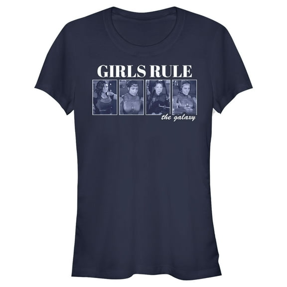 Junior's Star Wars: The Mandalorian Girls Rule the Galaxy Graphic Tee Navy Blue Small