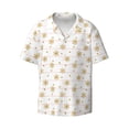 thumbnail image 3 of Balery Gold Snowflake Stripes Men's Casual Button Down Shirt Short Sleeve Textured Summer Cuban Beach Shirts-XX-Large, 3 of 7