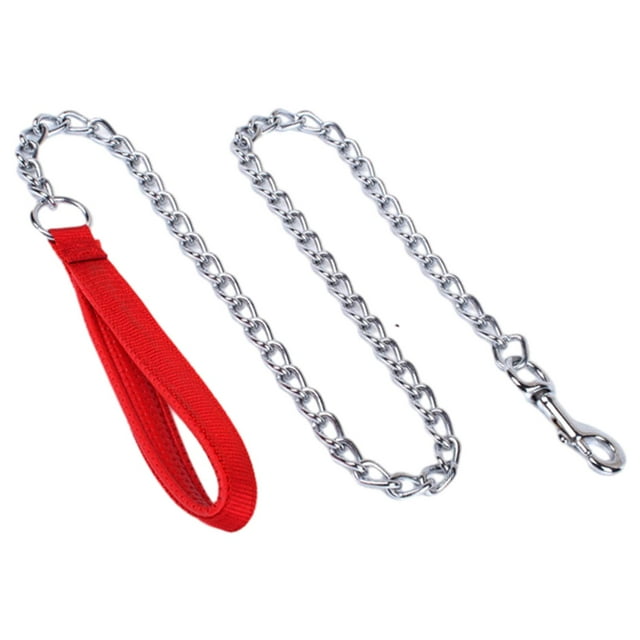 Cadena de correa para perros Cadena de eslabones para correa de paseo para perros, cuerda de tracción para mascotas pequeñas y medianas rojo