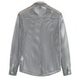thumbnail image 5 of Miluxas Mens Fishnet See Through Shirts Slim Fit Casual Long Sleeve Button Down Hollow Out Sheer Shirts Party Night Club Wear Gray M(M), 5 of 9