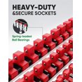 thumbnail image 3 of ALOANES 9 PC ABS Socket Organizer,1/2 inch, 3/8 inch, and 1/4 inch Drive Socket Rail Holders, Heavy Duty Socket Racks, Black Rails with Red, 3 of 8